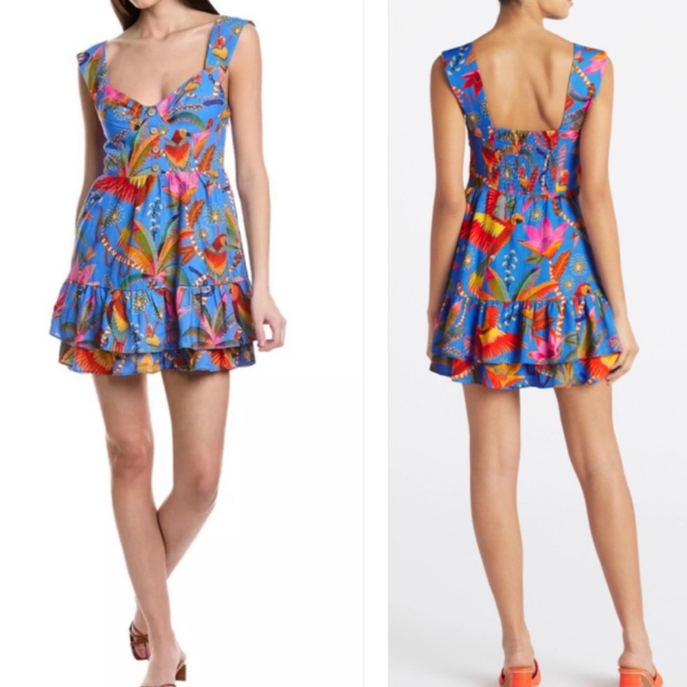 FARM Rio Blue Floral Mini Dress